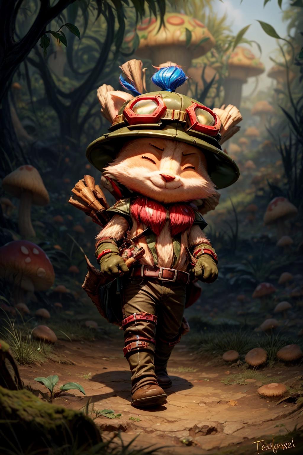 Teemo from league of legends visiting egypt and having fun on Craiyon